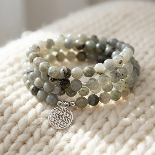 Mala "Miroir Émotionnel" en Labradorite