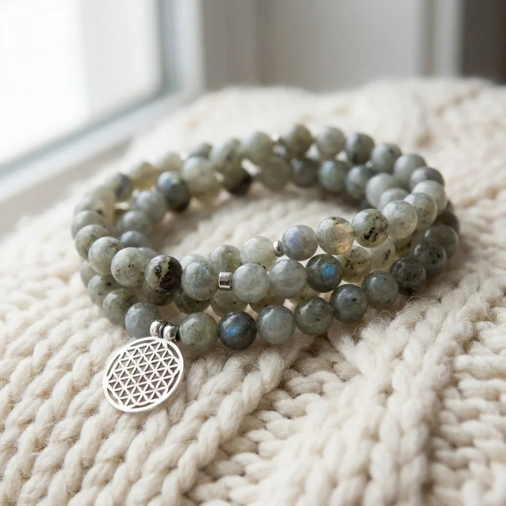 Bracelet Mala Miroir Émotionnel en Labradorite