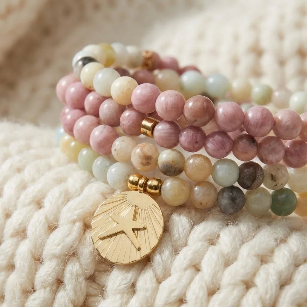 Mala Océan en Amazonite & Rhodochrosite