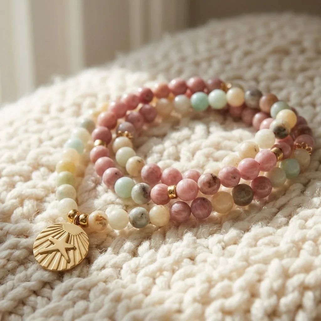 Mala Océan en Amazonite & Rhodochrosite
