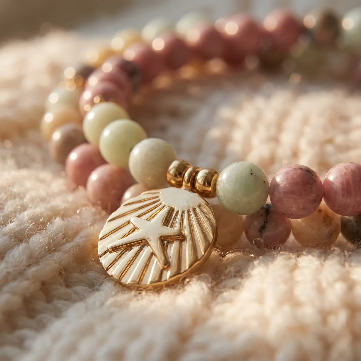 Mala Ocean en Amazonite et Rhodochrosite - macro dore - image 5
