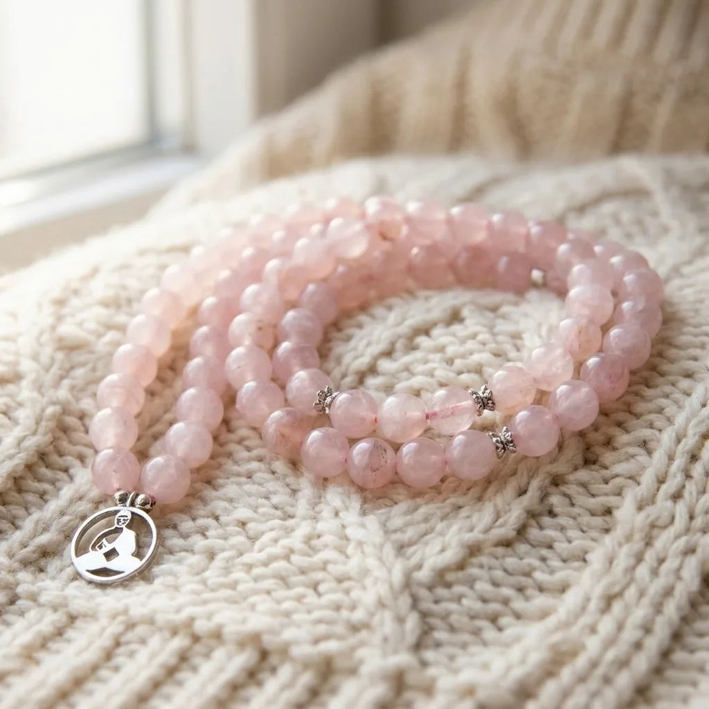 Mala Réconfort & Amour en Quartz Rose