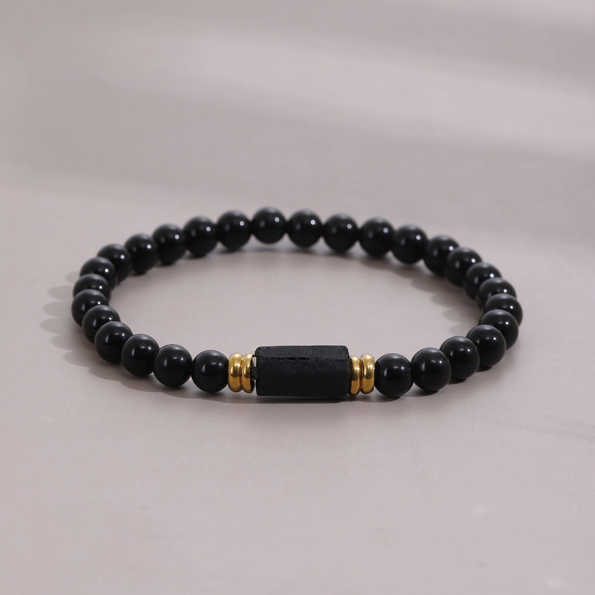 Bracelet Ancrage et Protection en obsidienne noire, perles fines