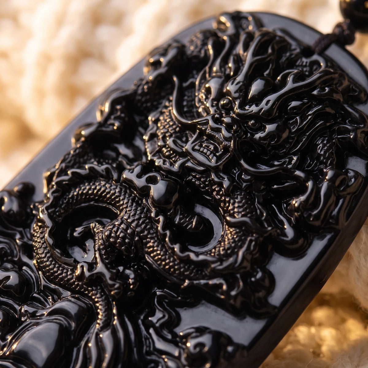 Collier Dragon en Obsidienne Noire - macro dore - image 5