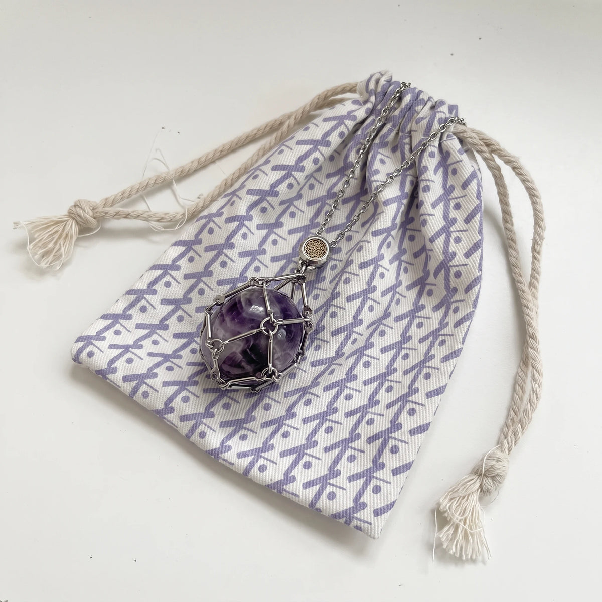 Collier Porte-Pierre Précieuse + Pierre Roulée en Améthyste offerte - image 2