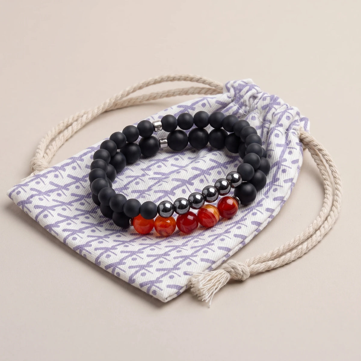 Double Bracelet "Ancrage & Equilibre" en Agate et Hématite - image 2