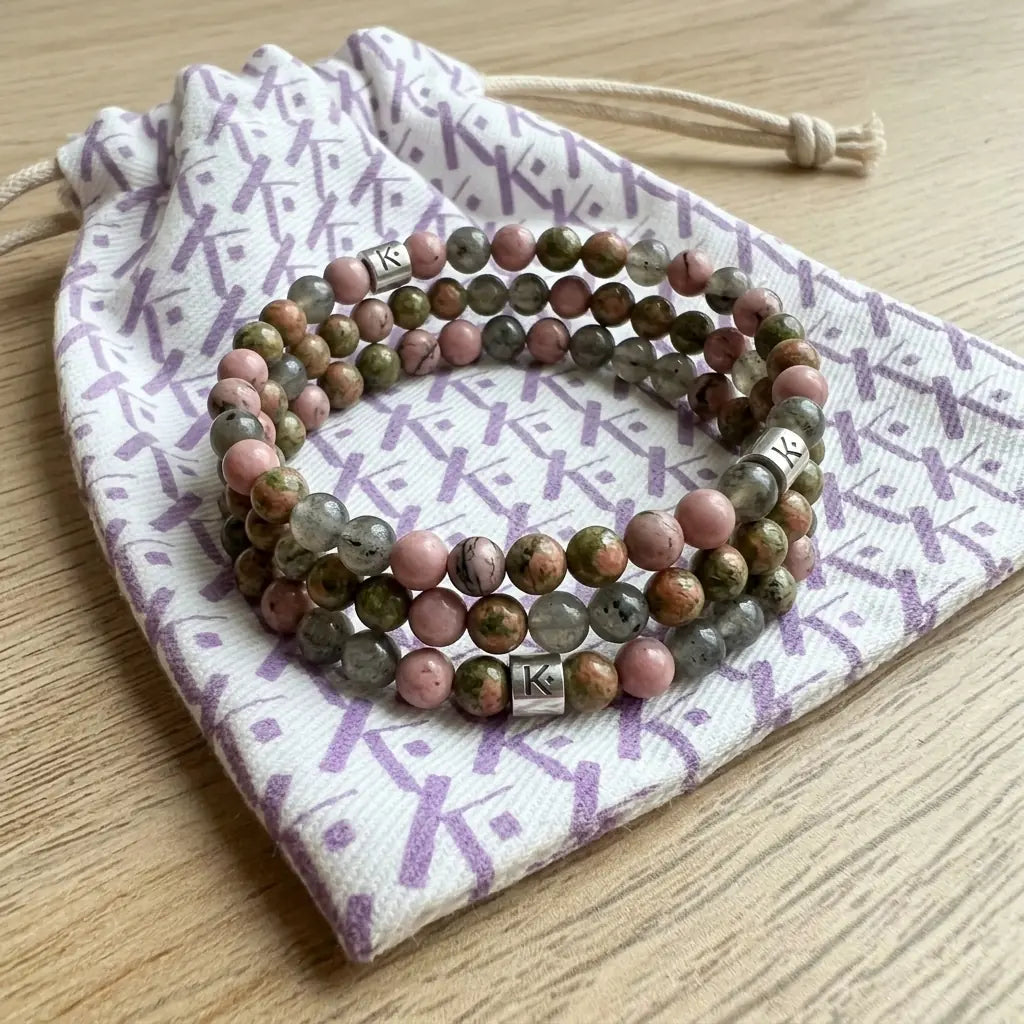 Set de 3 Mini Bracelets Guérison du Coeur avec pochette