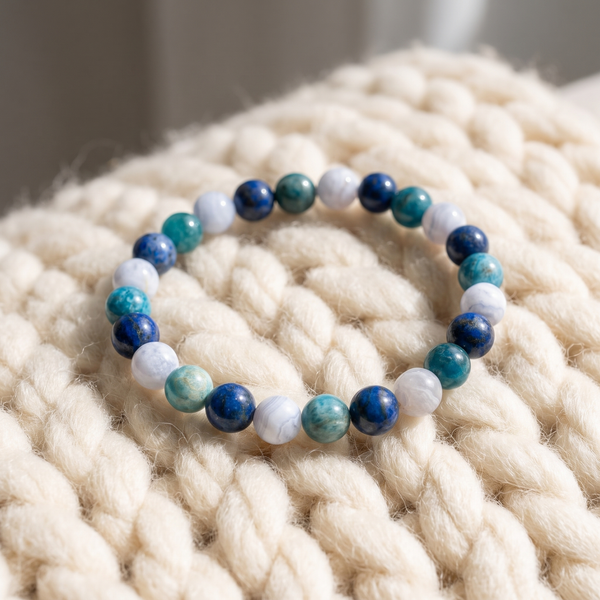 Bracelet "Paix Mentale" en Apatite, Lapis Lazuli et Calcédoine