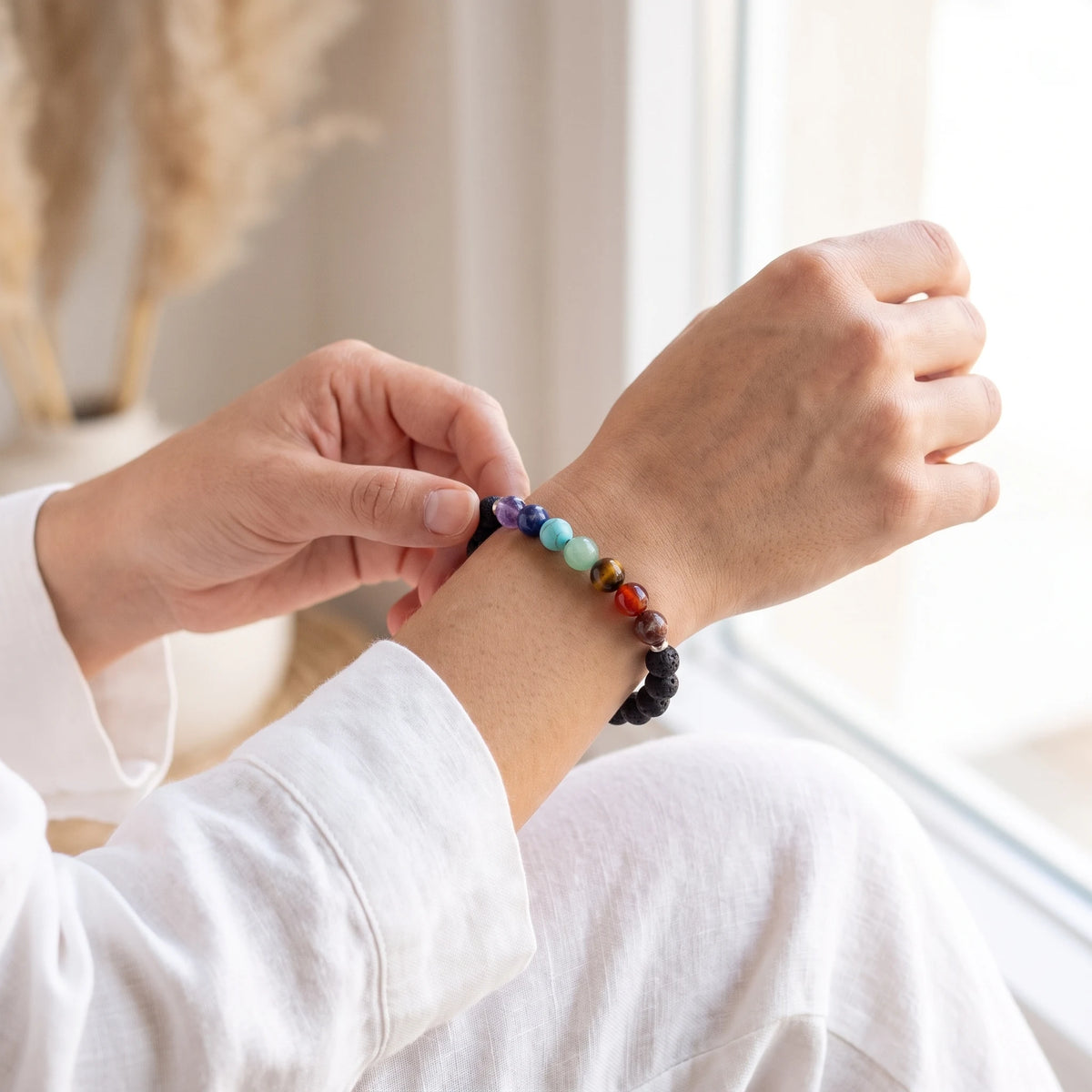 Bracelet en Pierres de Lave Guerison des 7 chakras - image 4