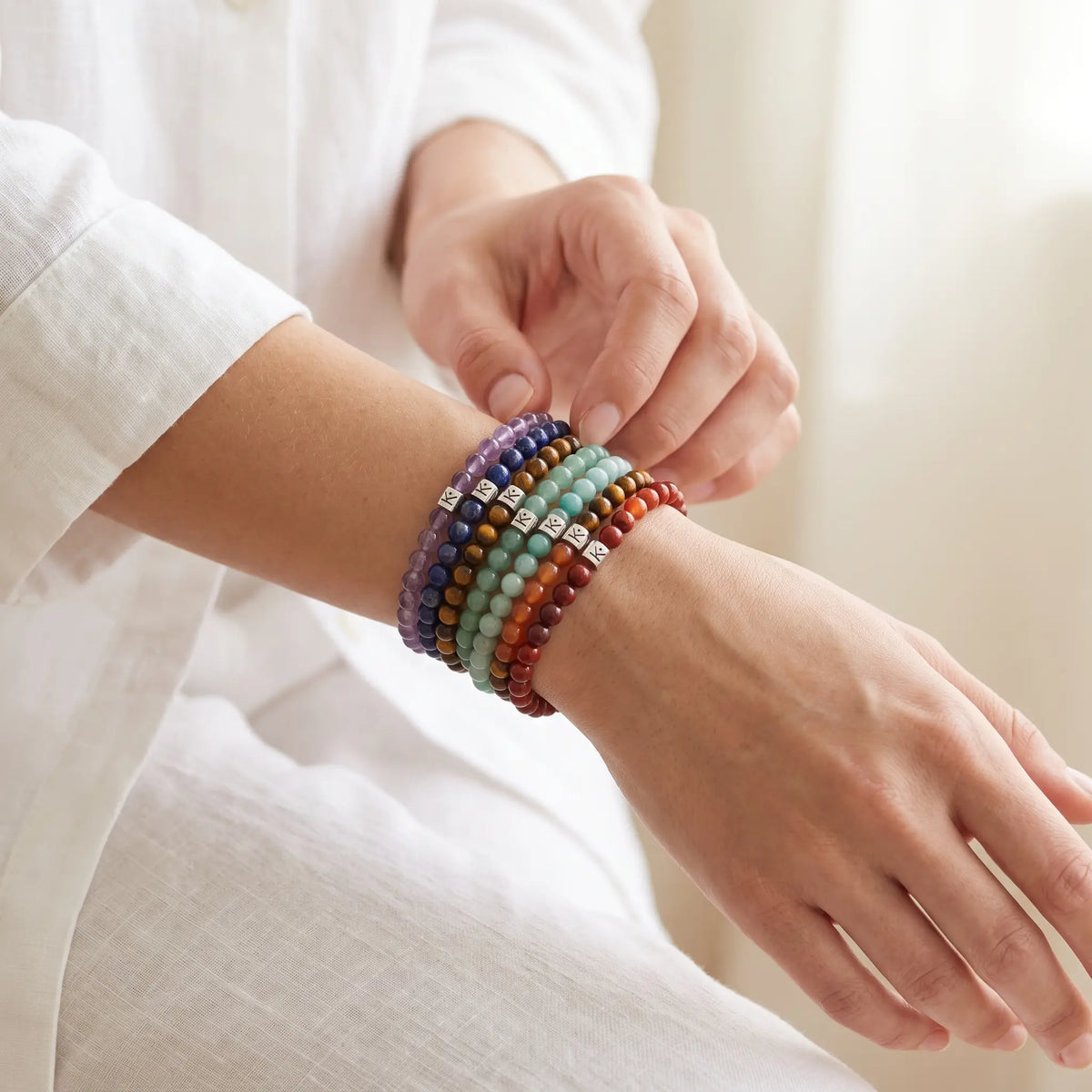 Lot de 7 Mini Bracelets Energie des 7 Chakras - lin - image 4