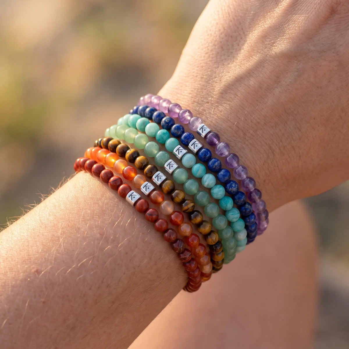 Lot de 7 Mini Bracelets Energie des 7 Chakras - poignet - image 3