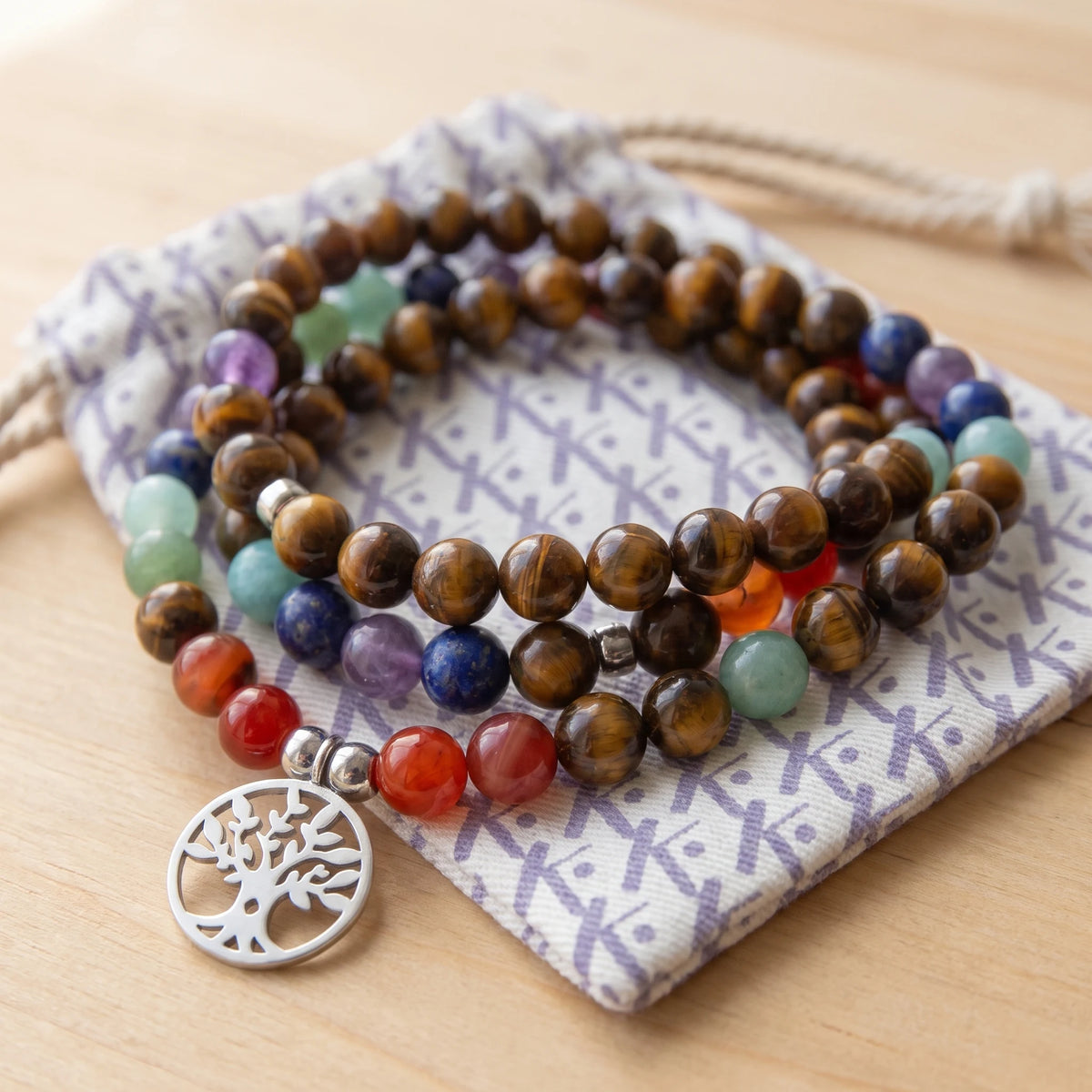Mala 7 Chakras de Guérison en Oeil de Tigre - image 2