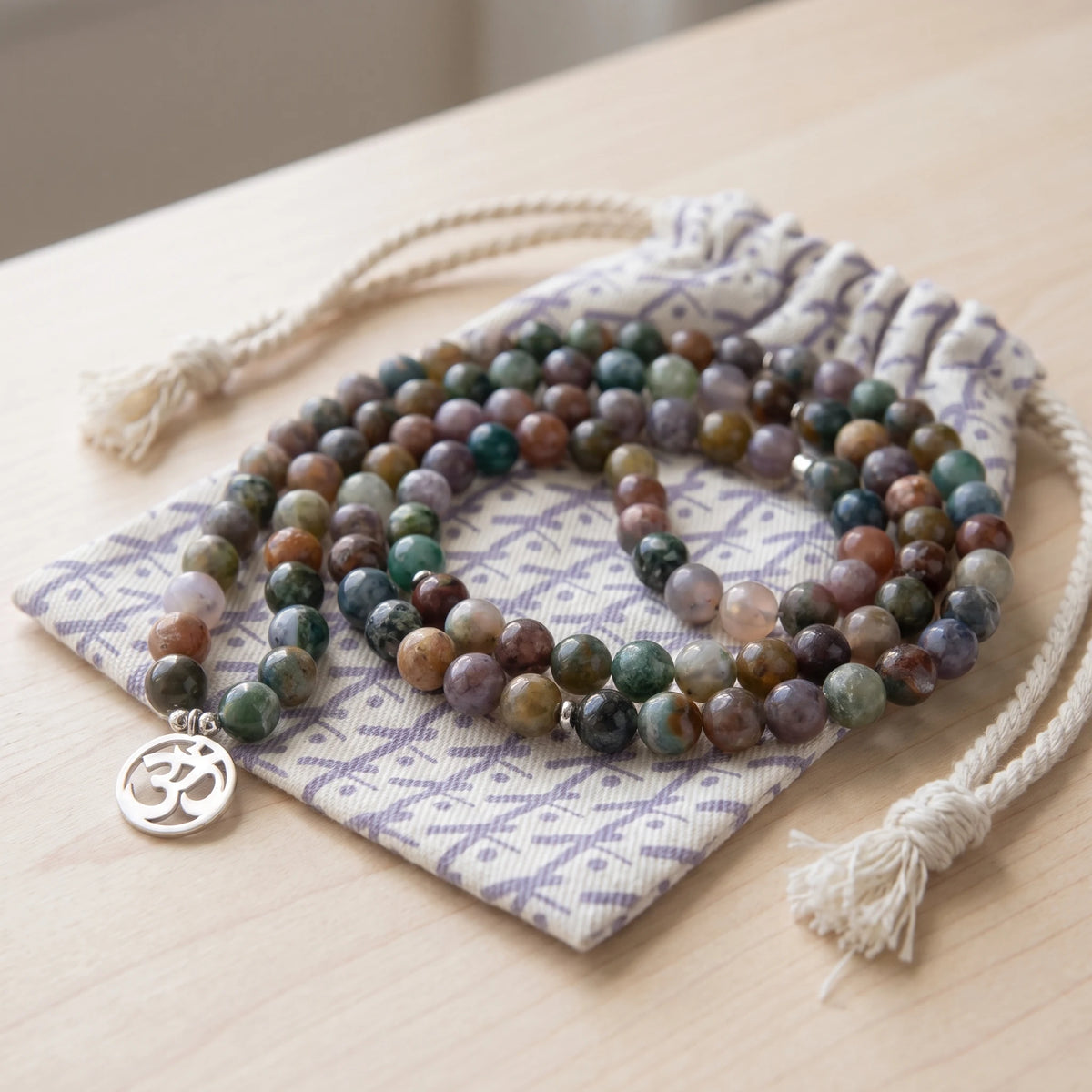 Mala "Chanceuse" de 108 perles en Agate Indienne - image 2