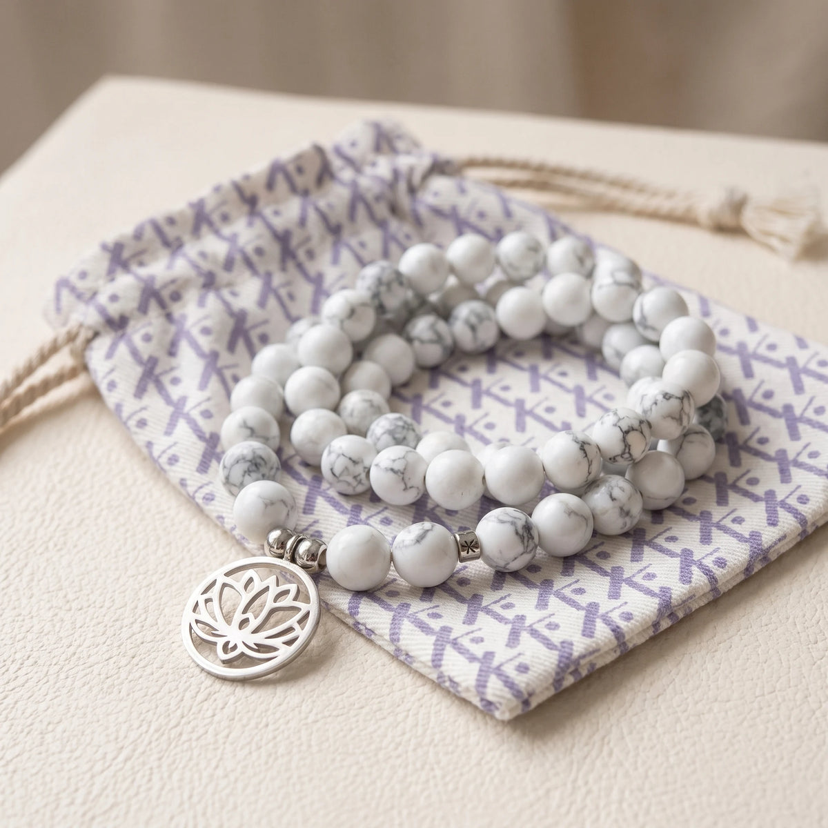 Mala "Lotus" de 108 perles en Howlite - image 2