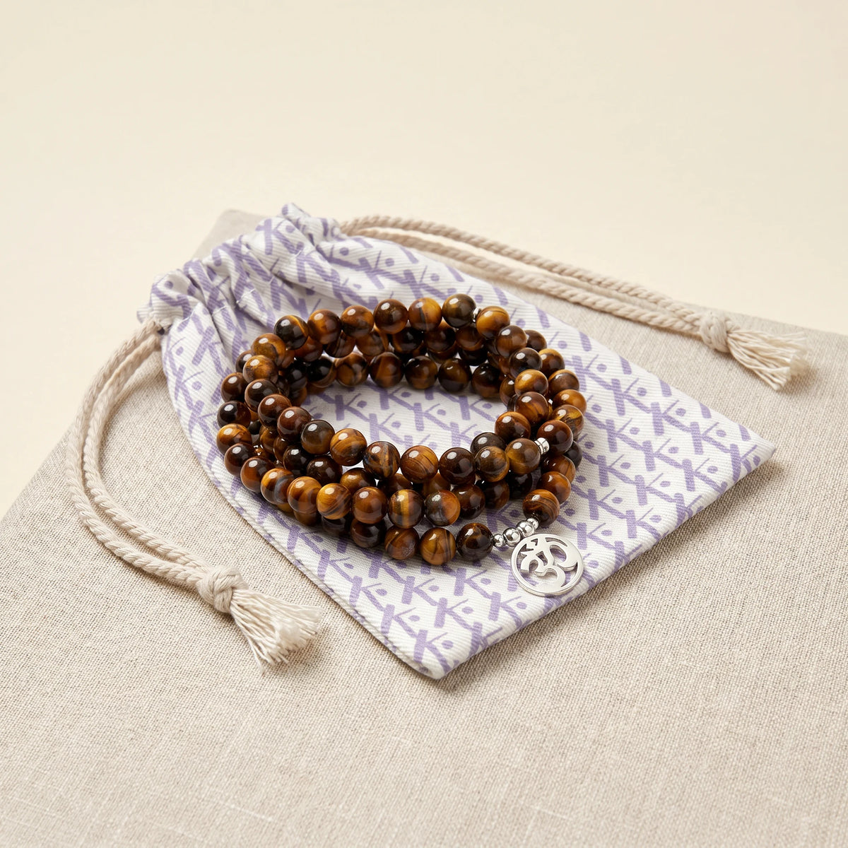 Mala "OM" de 108 perles en Oeil de Tigre - image 2