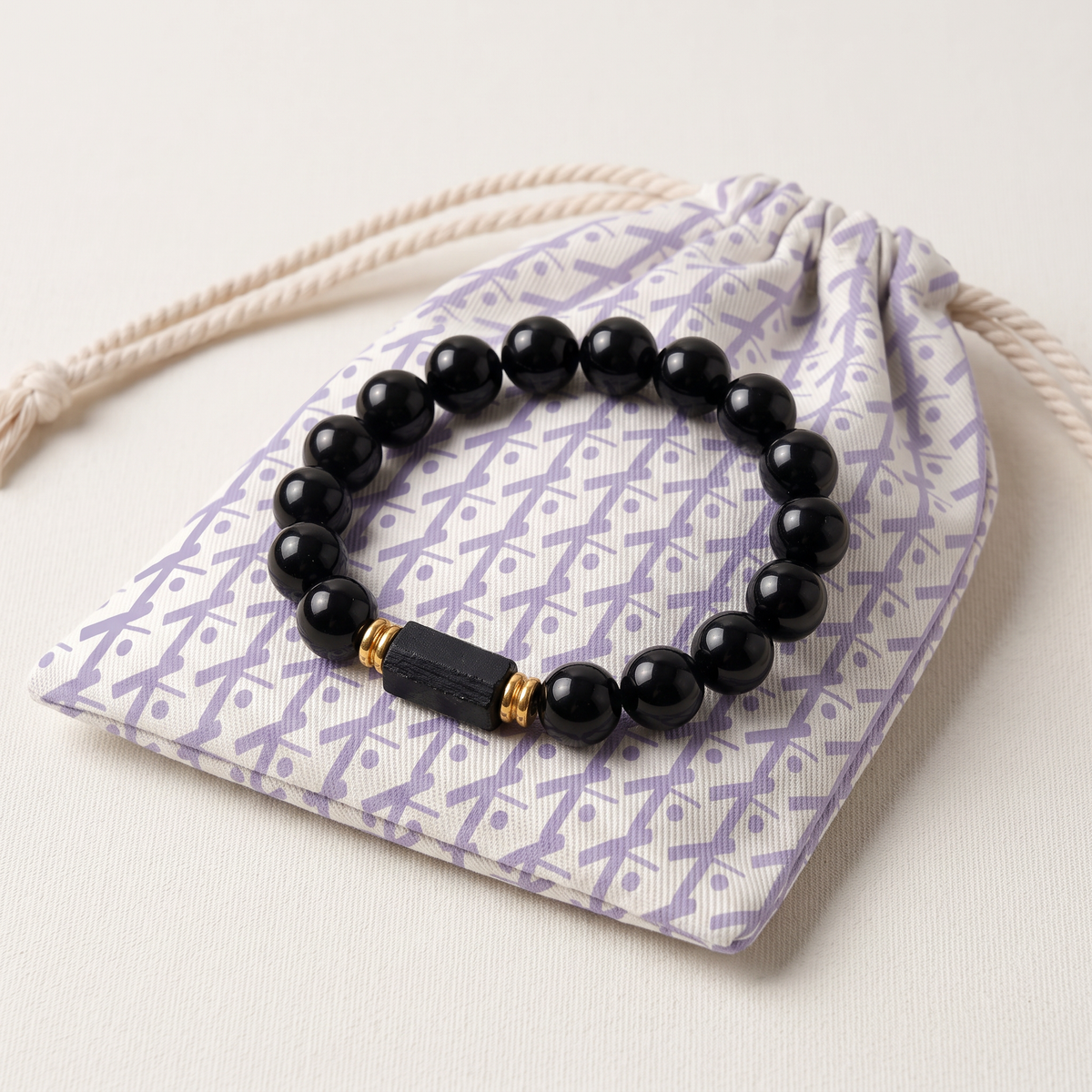 Bracelet Ancrage & Protection en Obsidienne Noire - pochette - image 2
