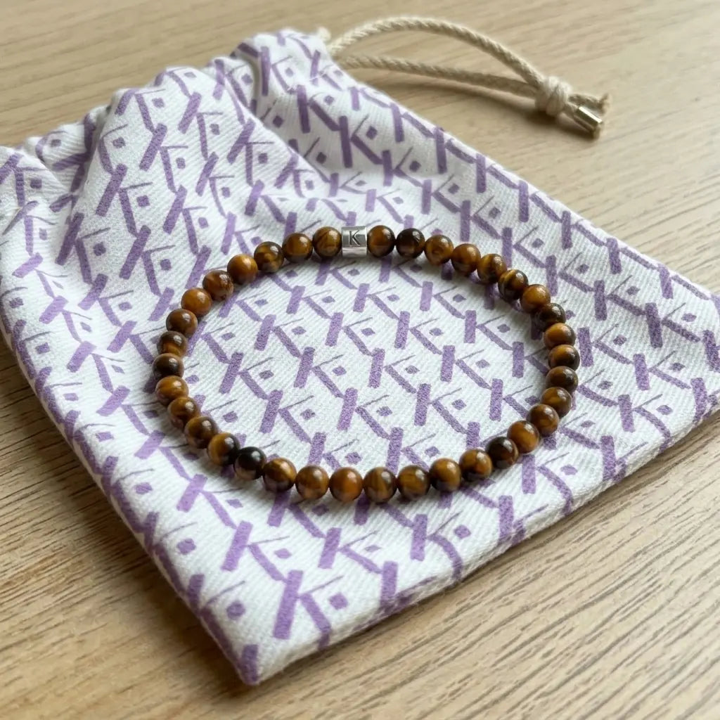 Mini Bracelet en Oeil de Tigre Énergie avec pochette
