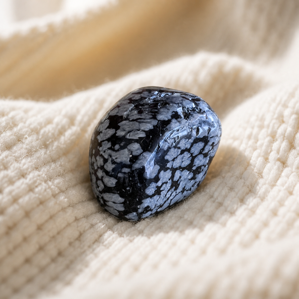 Pierre roulée "Purification" en Obsidienne Flocon de Neige