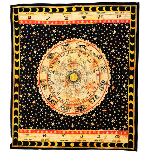 Tenture murale en coton "Mandala du Zodiaque"