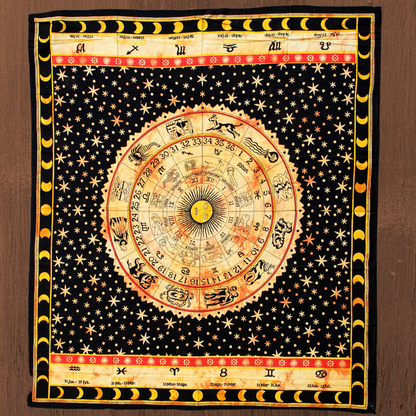 Tenture murale en coton "Mandala du Zodiaque"