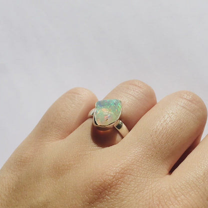 “Fire of Transformation” Ring in Ethiopian Opal and 925 Silver