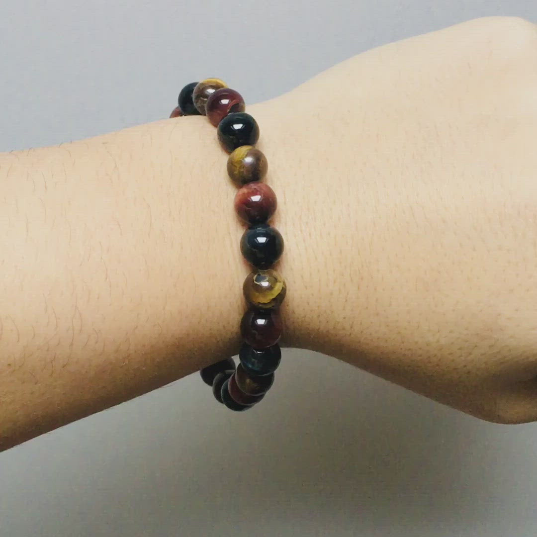 Bracelet Protection "Les Yeux du Tigre" en Oeil de Tigre, Oeil de Faucon et Oeil de Taureau