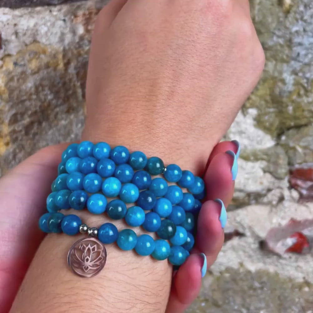 Mala "Révélation" de 108 perles en Apatite