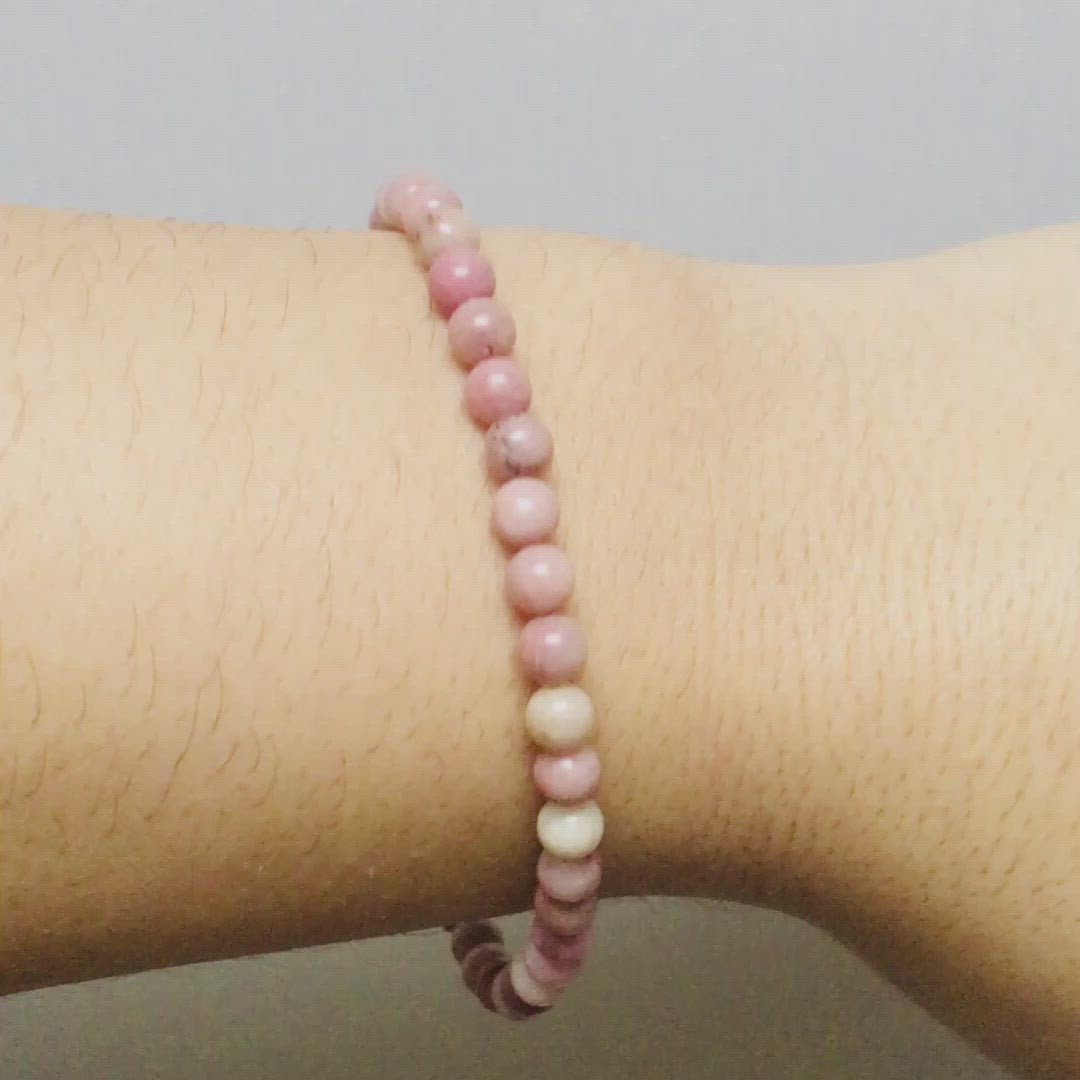 Mini Bracelet en Rhodonite Claire "Energie"