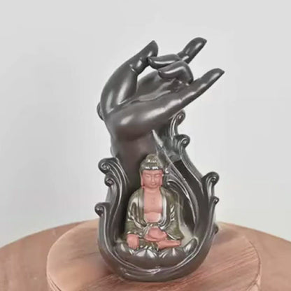 Brûleur d'encens en céramique "Main Protectrice de Bouddha"