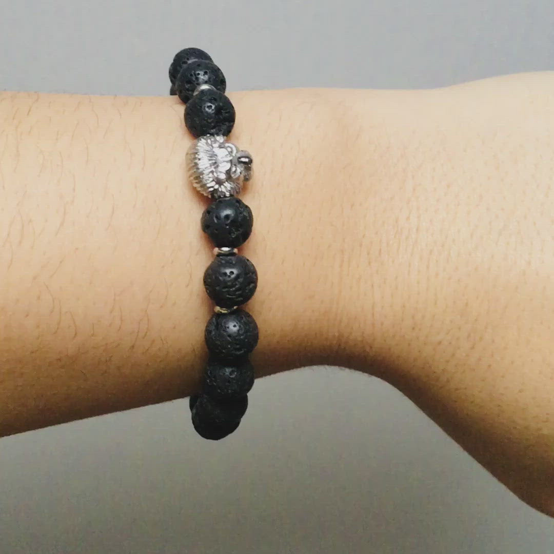 Bracelet en Pierres de Lave "Force & Vigueur du Lion"