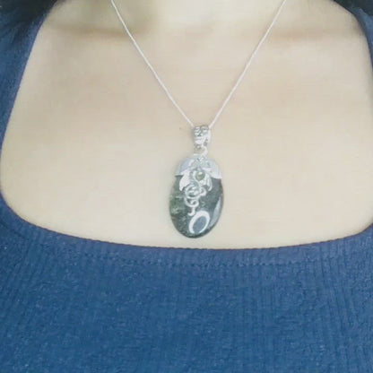 Collier et pendentif dragon "Amulette de Courage" en Obsidienne Noire et Argent 925