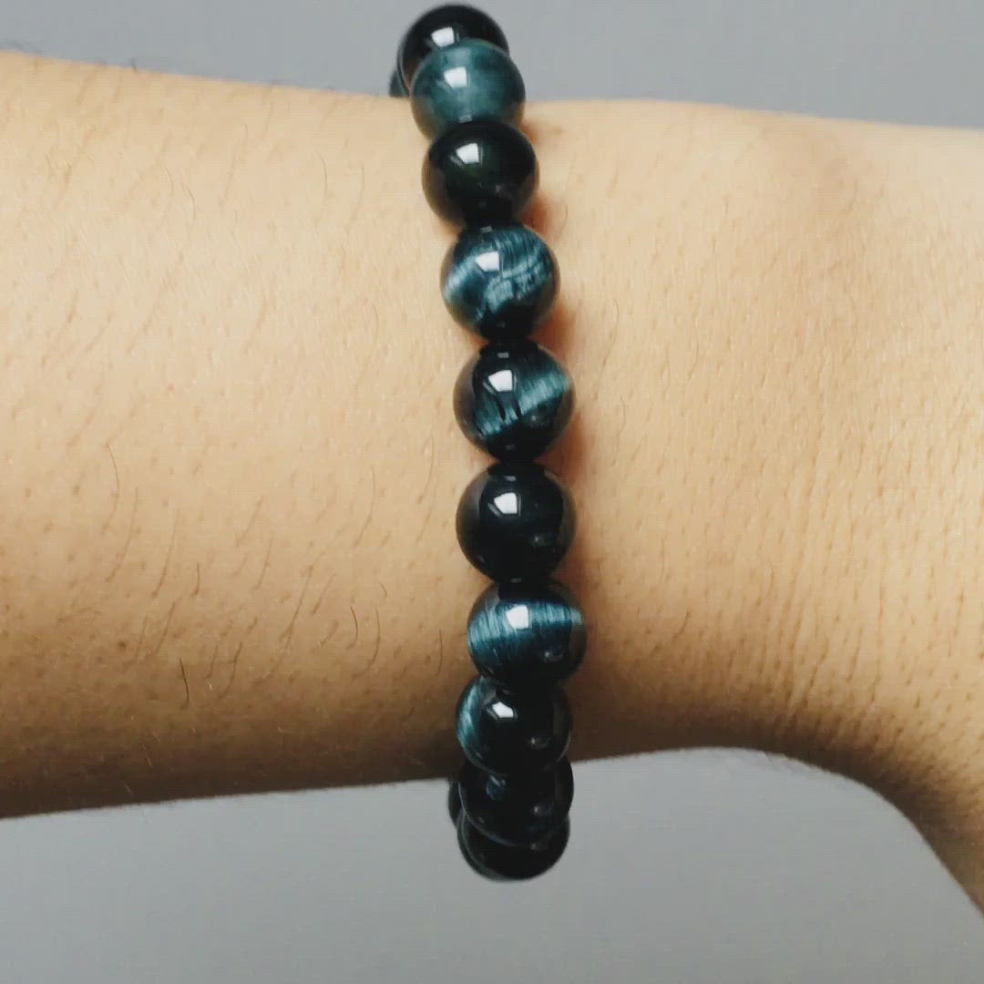 Bracelet "Energie" en Oeil de Faucon (Oeil de Tigre Bleu)