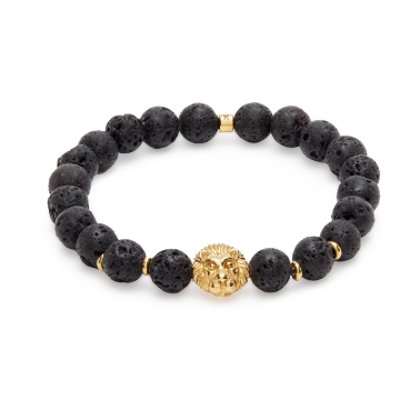 Bracelet "Force & Vigueur du Lion" en Pierres de Lave - Karma Yoga Shop