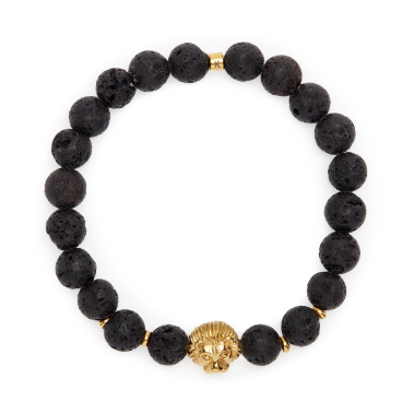 Bracelet "Force & Vigueur du Lion" en Pierres de Lave - Karma Yoga Shop