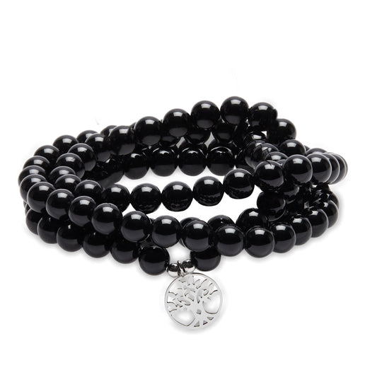 Bracelet Mala "Ancrage" en Onyx - Karma Yoga Shop