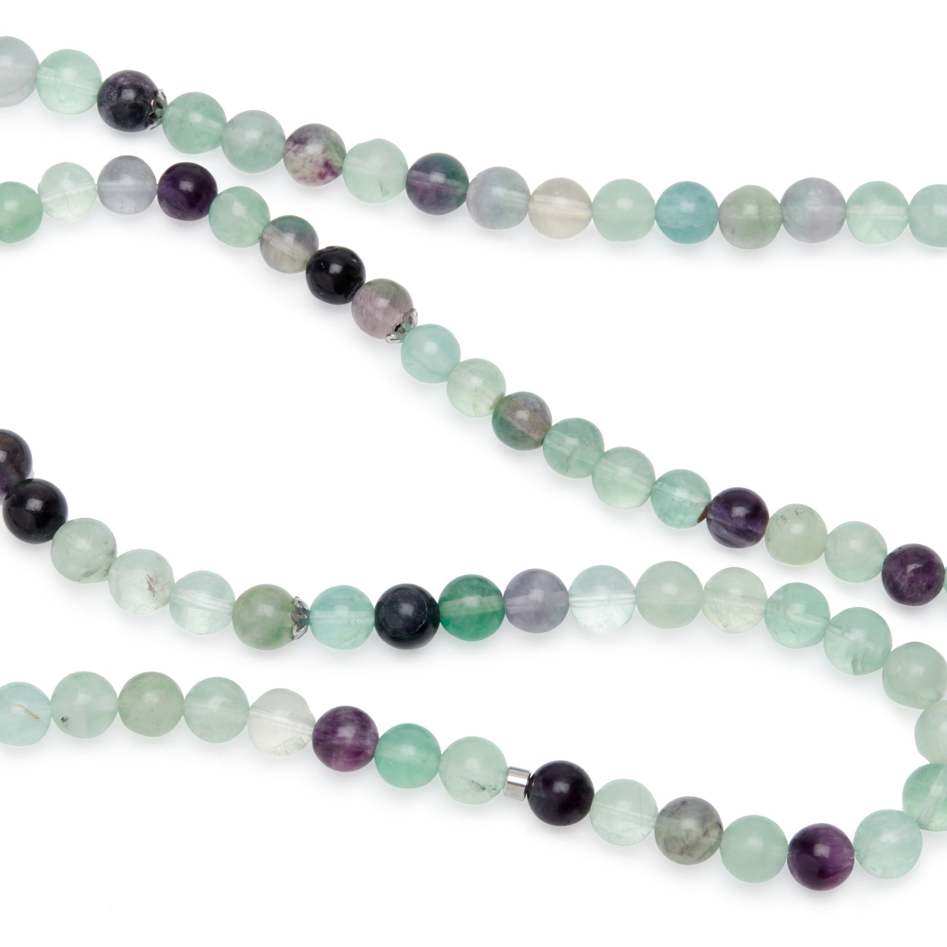 Bracelet Mala "Génie" de 108 perles en Fluorite Arc-en-Ciel - Karma Yoga Shop