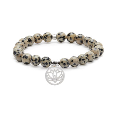 Bracelet Lotus "Joie de l'Être" en Jaspe Dalmatien