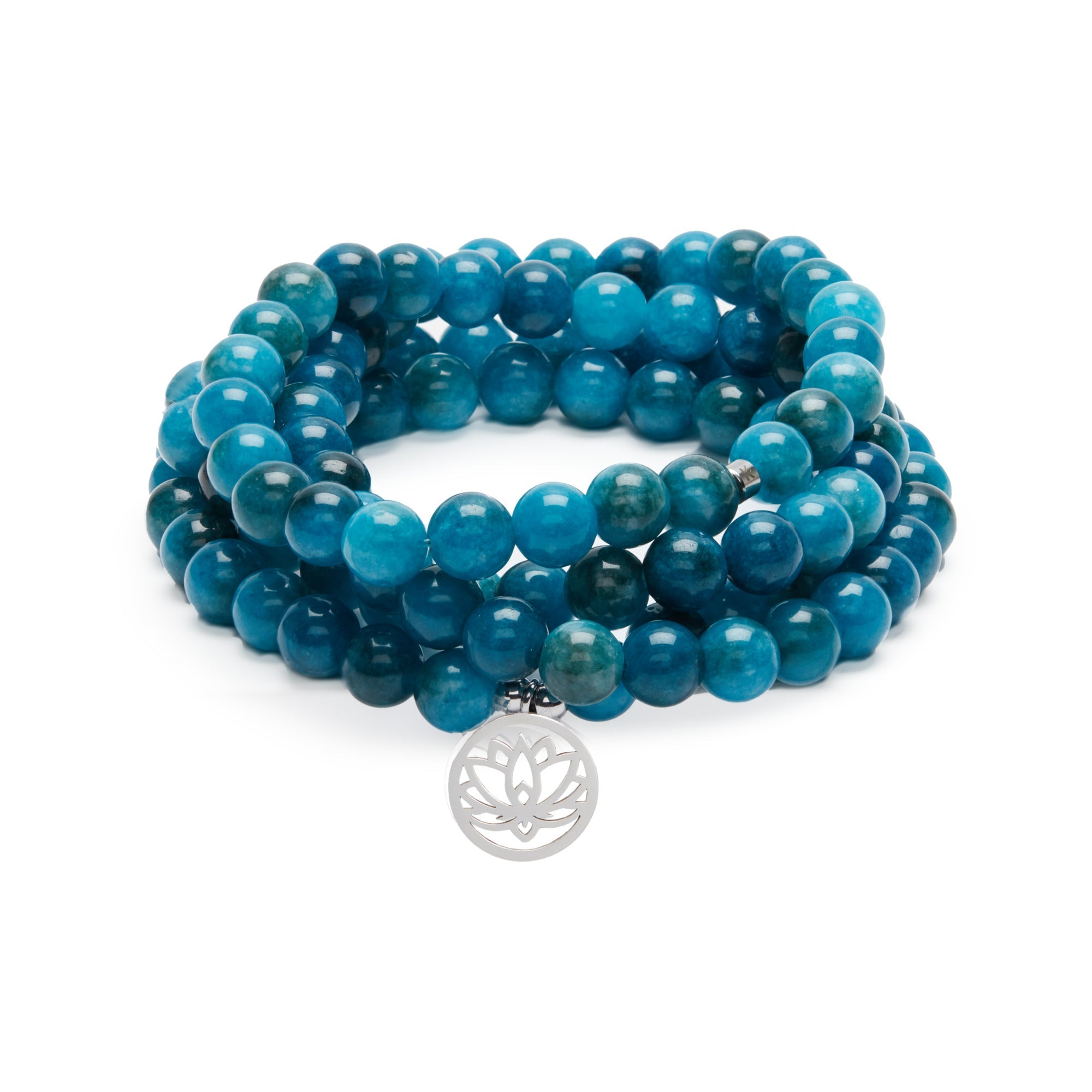 Bracelet Mala "Révélation" de 108 perles en Apatite - Karma Yoga Shop