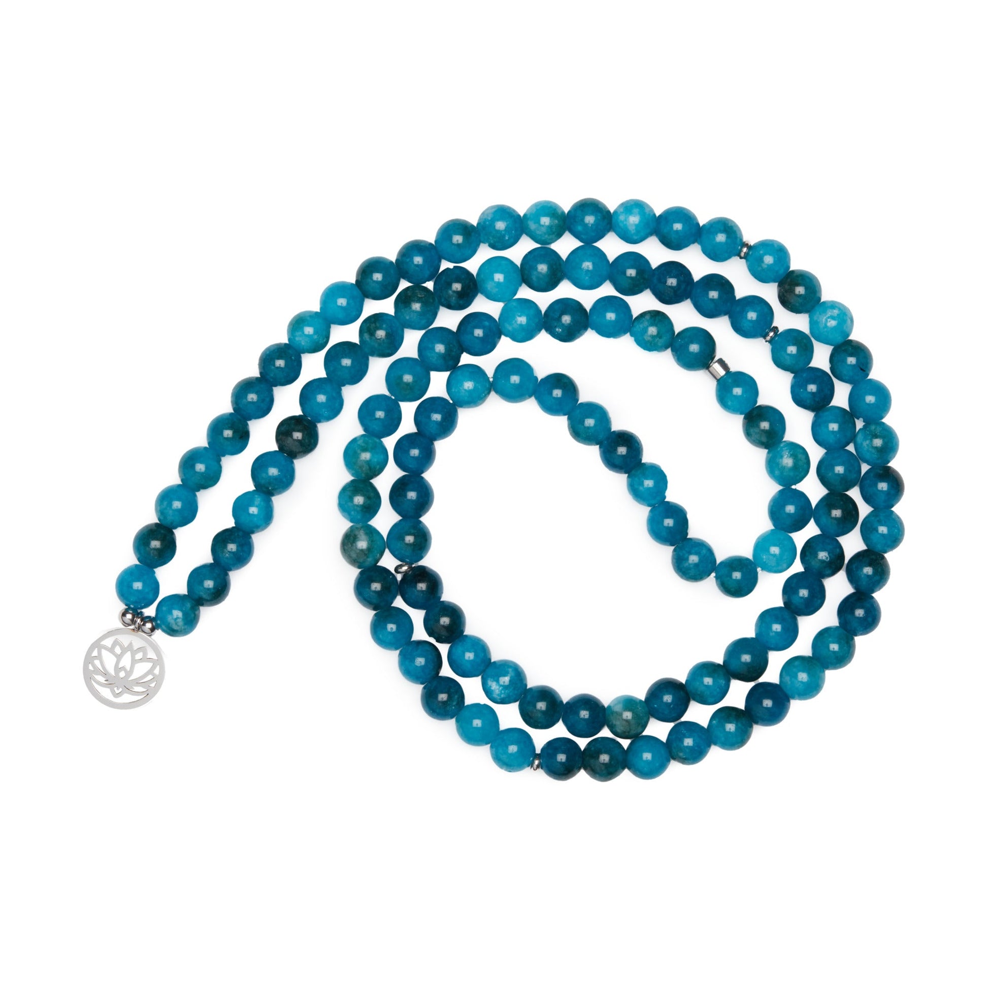 Bracelet Mala "Révélation" de 108 perles en Apatite - Karma Yoga Shop