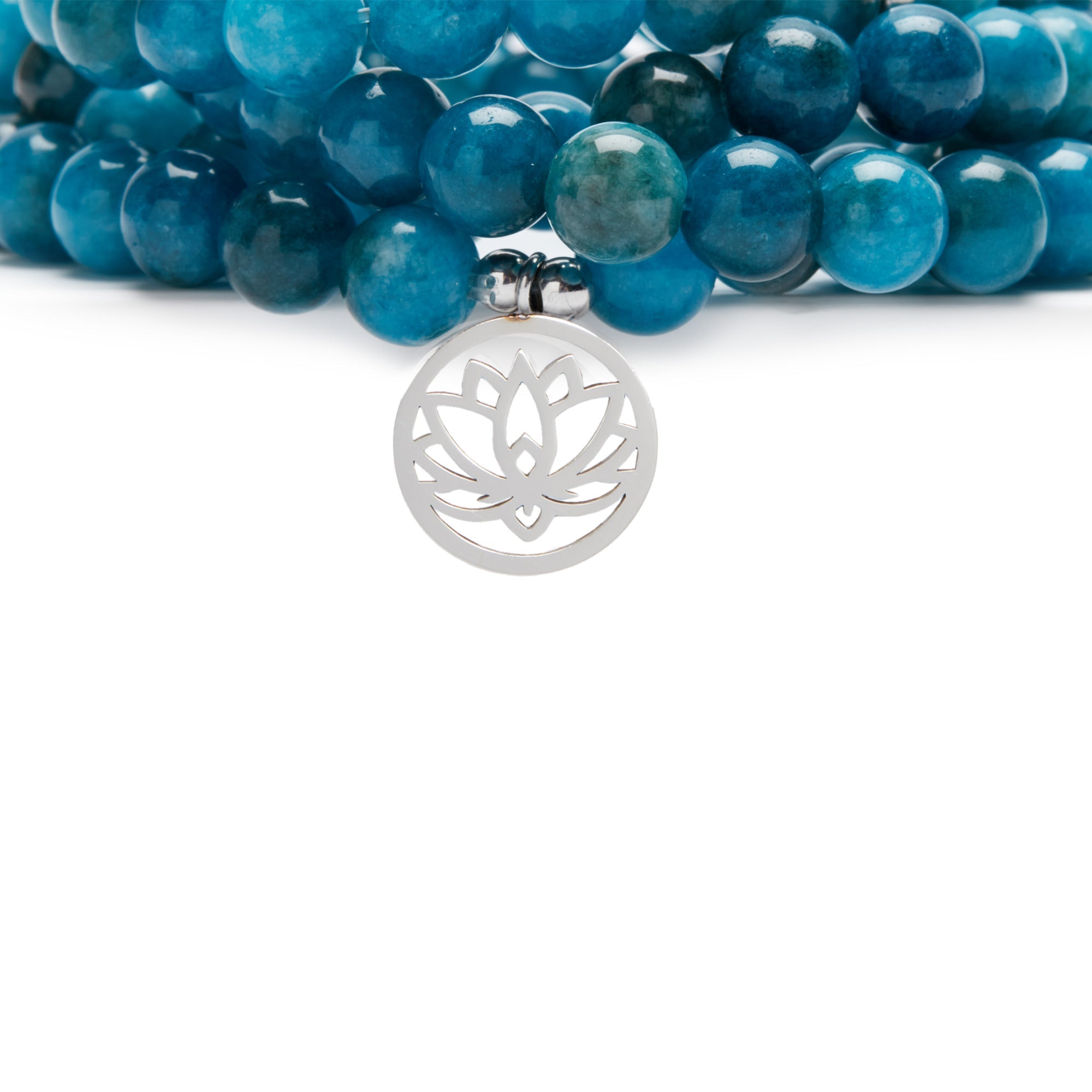 Bracelet Mala "Révélation" de 108 perles en Apatite - Karma Yoga Shop