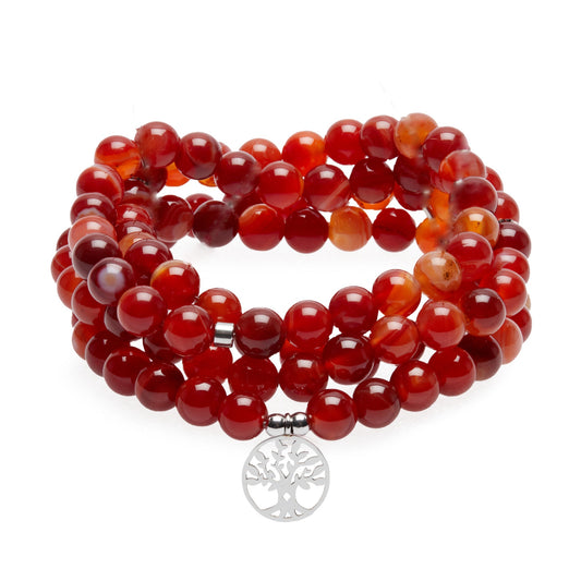 Bracelet Mala "Sensualité" de 108 perles en Cornaline - Karma Yoga Shop