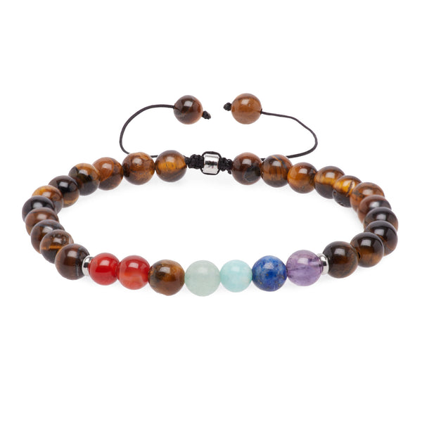 Bracelet 7 Chakras "Confiance en Soi" en Oeil de Tigre