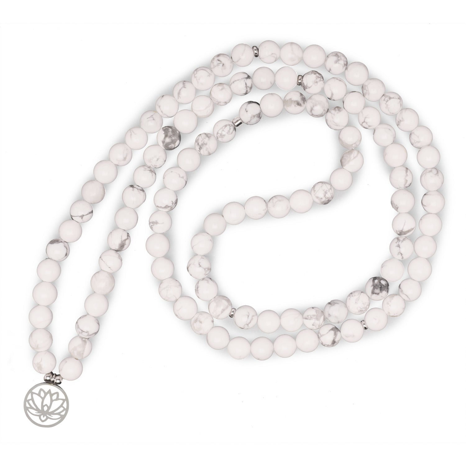 Bracelet Mala "Lotus" de 108 perles en Howlite - Karma Yoga Shop