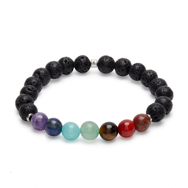 Bracelet en Pierres de Lave  "Guérison des 7 chakras"