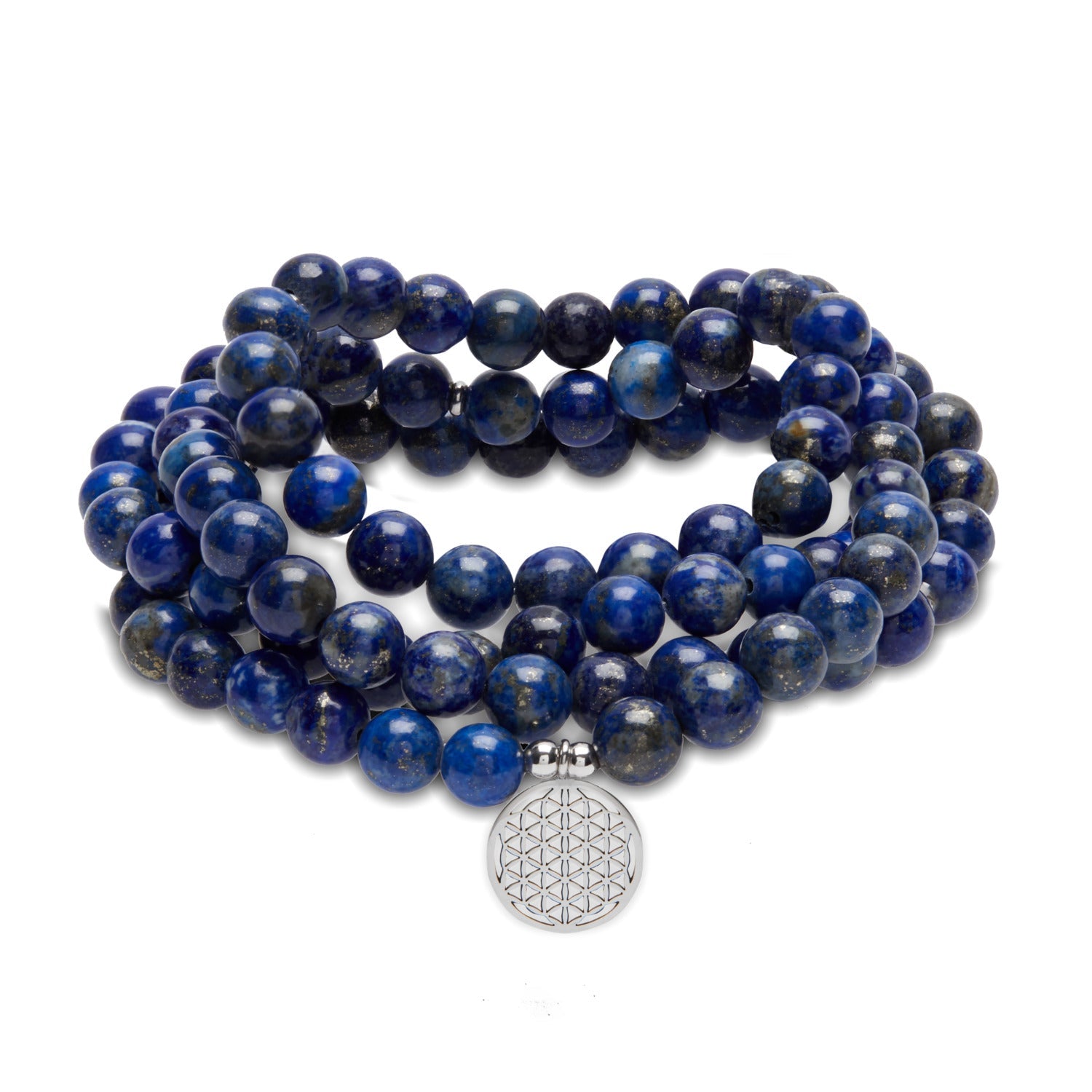 Bracelet Mala "3ème Oeil" de 108 perles en Lapis Lazuli - Karma Yoga Shop