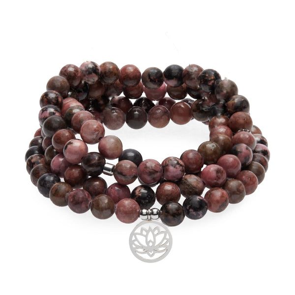 Mala "Maîtrise des Emotions" de 108 perles en Rhodonite