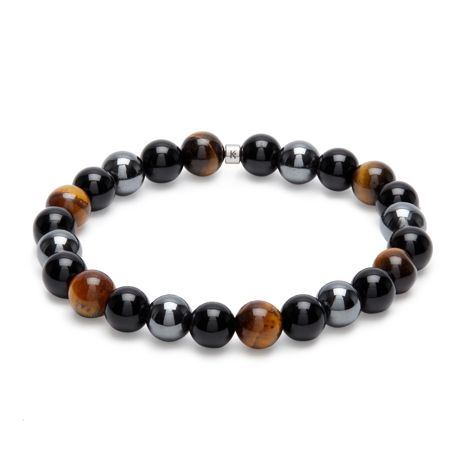 Bracelet "Triple Protection" en Oeil de Tigre, Hématite et Obsidienne Noire - Karma Yoga Shop
