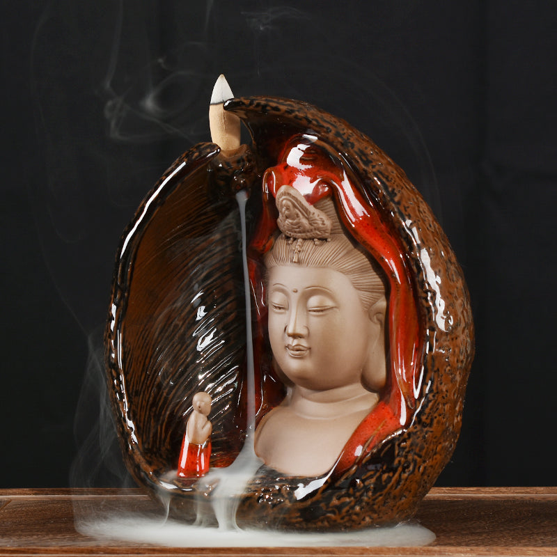 Brûleur d'encens en céramique "Compassion de la Guan Yin" - Karma Yoga Shop