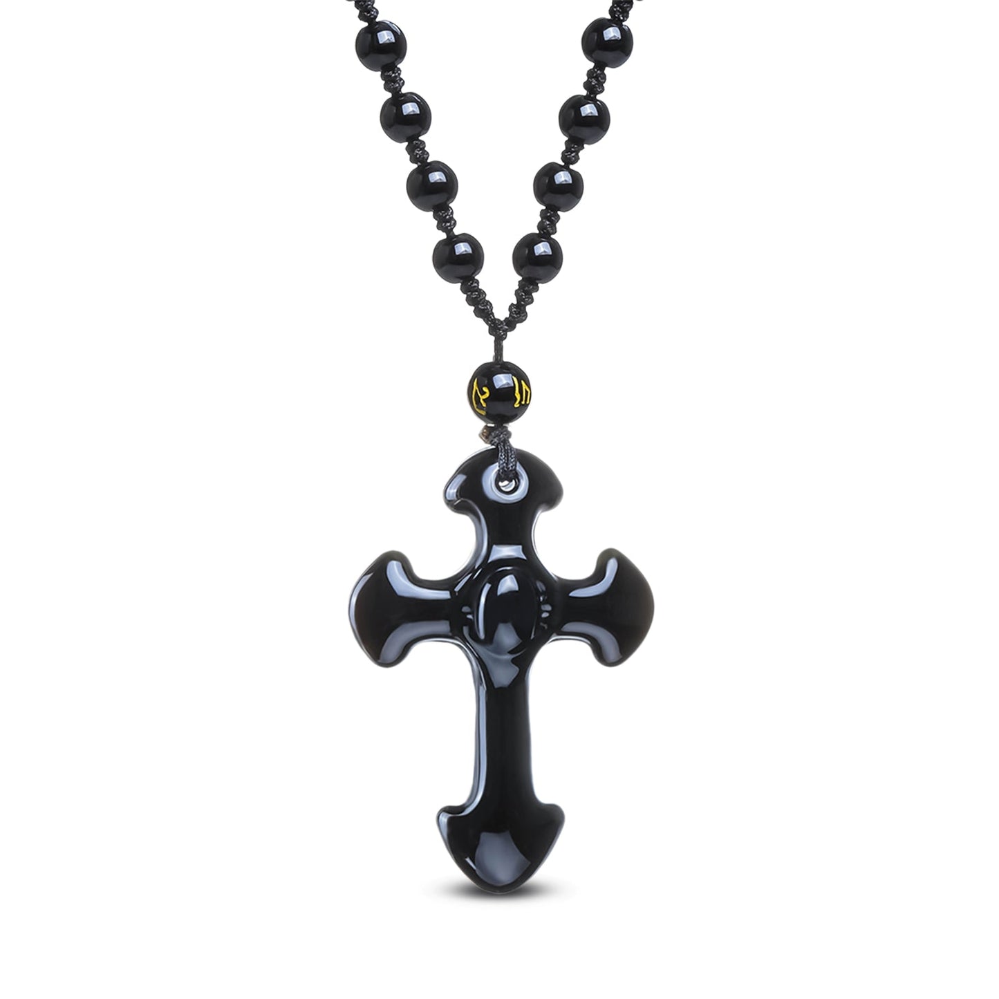 Collier Crucifix en Obsidienne - Karma Yoga Shop