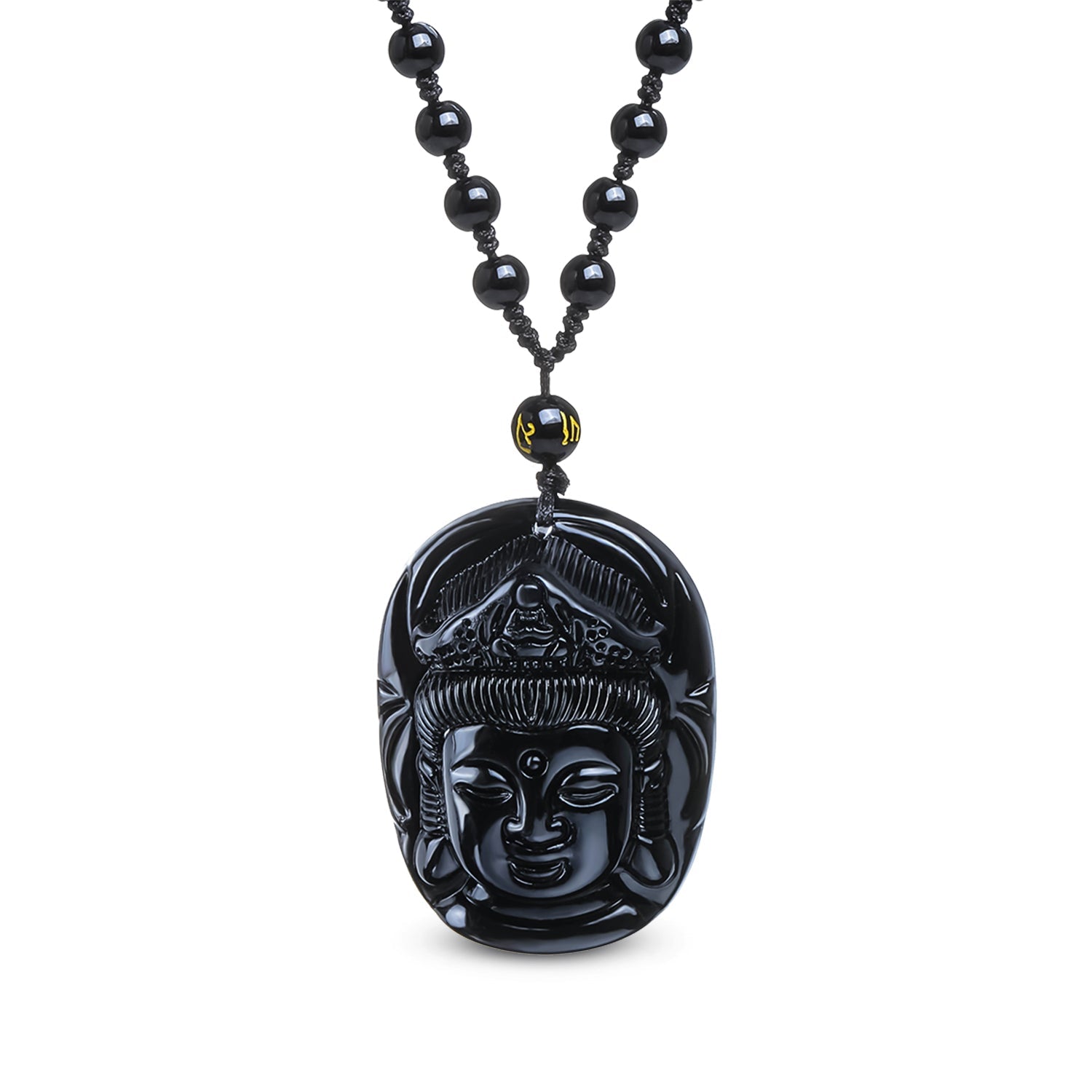 Collier "Tête de Guanyin" en Obsidienne Noire - Karma Yoga Shop